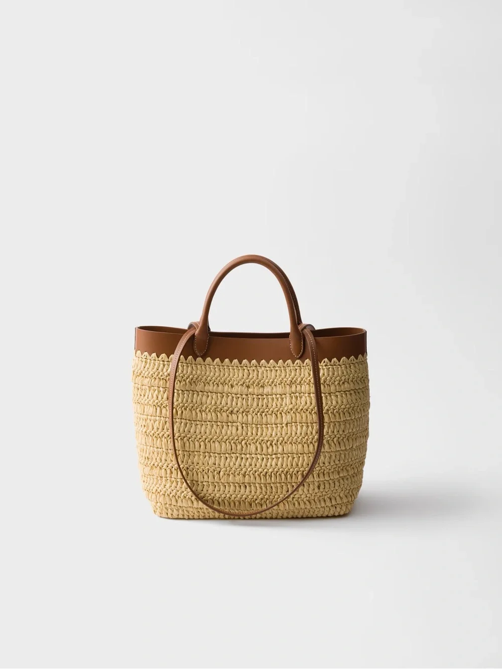 Prada Natural Raffia Tote with Tan Leather Trim - Picture 5 of 10
